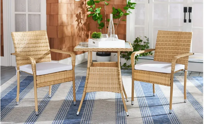 Del Bistro Set in Natural/White by Safavieh