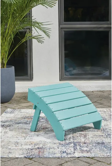 Sundown Treasure Outdoor Ottoman in Turquoise by Ashley Express