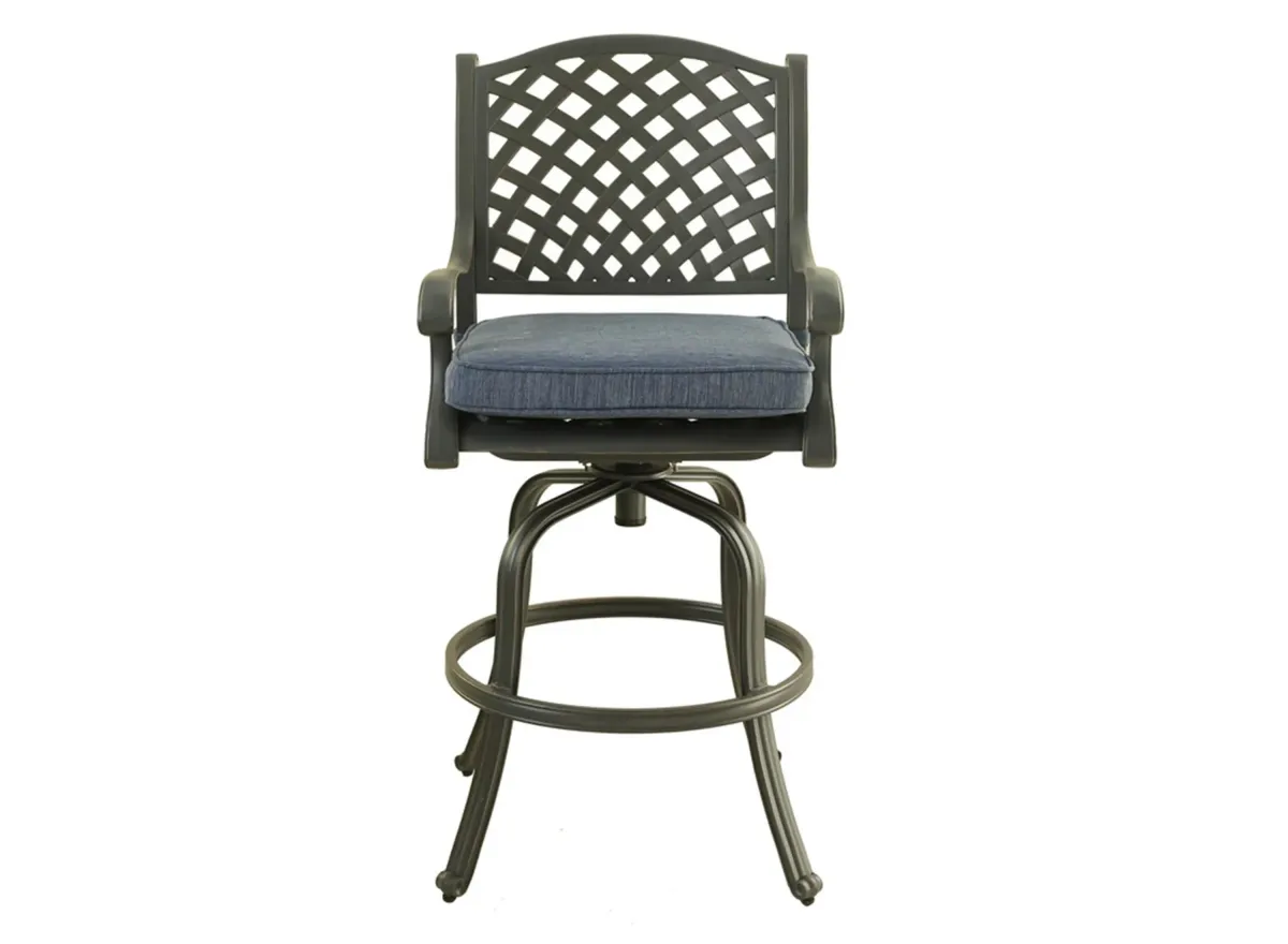 Castle Rock Outdoor Bar Stool - Set of 2 in Desert Night, Navy Blue by Bellanest