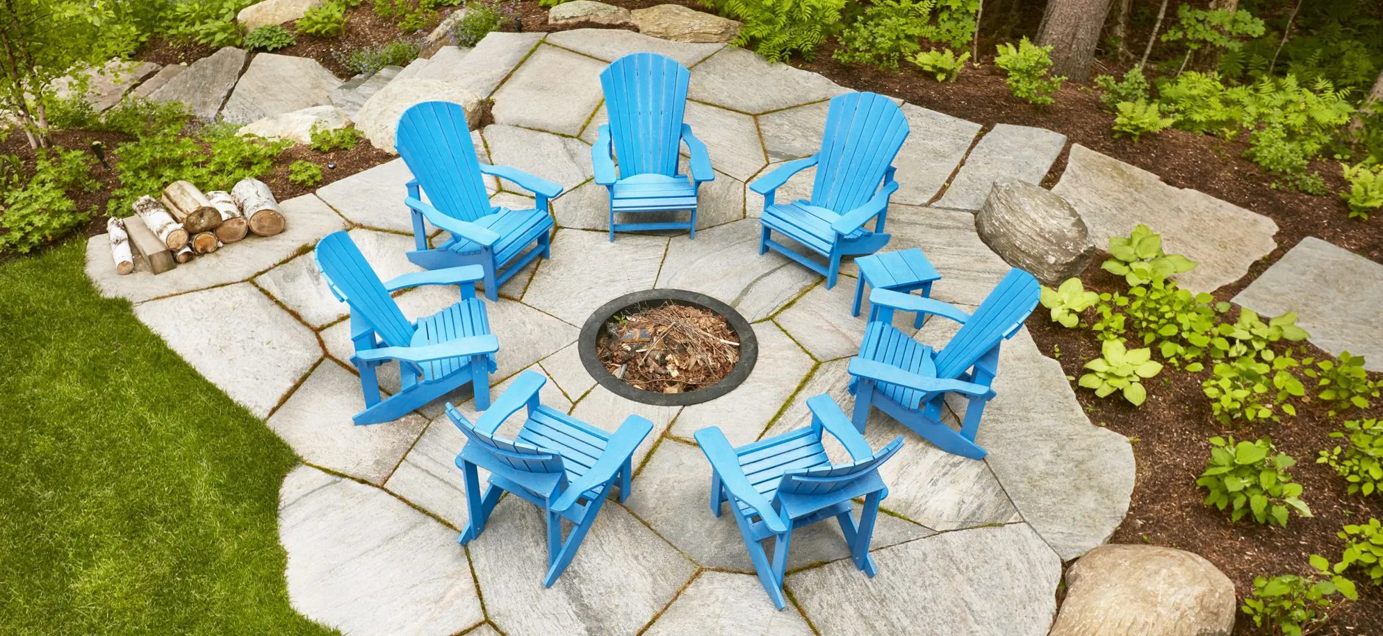 Generation Recycled Outdoor Upright Adirondack Chair in Blue by C.R. Plastic Products
