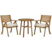 Vallerie Outdoor Bistro Table with 2 Chair Set in Brown by Ashley Furniture
