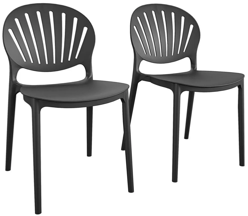 COSCO Outdoor Stacking Resin Chair - Set of 2 in Black by DOREL HOME FURNISHINGS