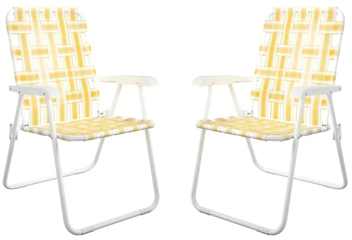 Novogratz Poolside Gossip Outdoor Priscilla Folding Chairs - Set of 2 in Yellow by DOREL HOME FURNISHINGS