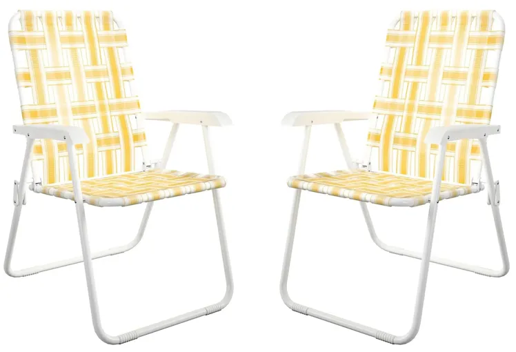 Novogratz Poolside Gossip Outdoor Priscilla Folding Chairs - Set of 2 in Yellow by DOREL HOME FURNISHINGS