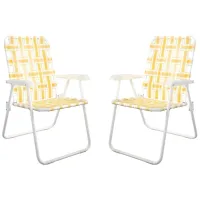 Novogratz Poolside Gossip Outdoor Priscilla Folding Chairs - Set of 2 in Yellow by DOREL HOME FURNISHINGS