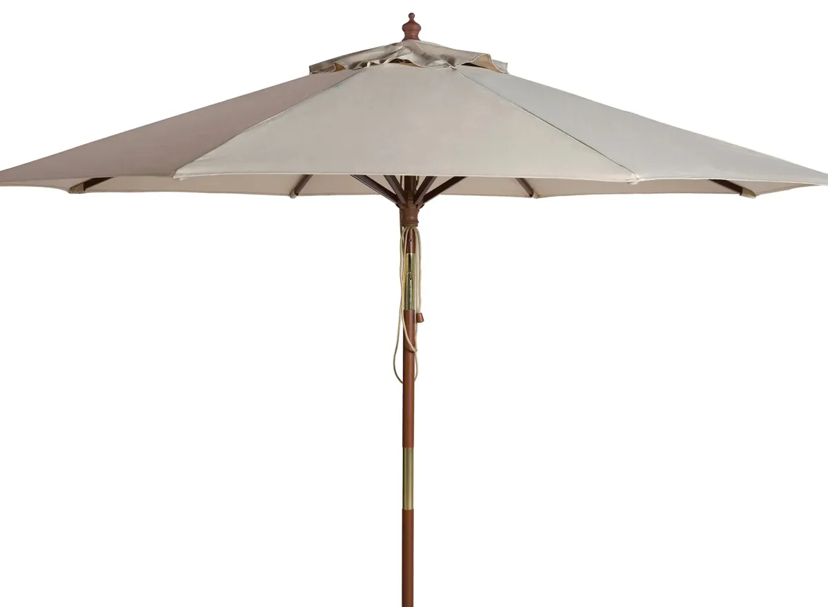 Bethany Outdoor Wooden Umbrella in Beige by Safavieh