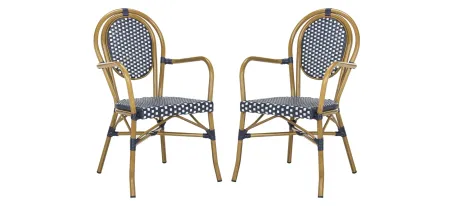 Casella Outdoor Arm Chair - Set of 2 in Light Blue by Safavieh