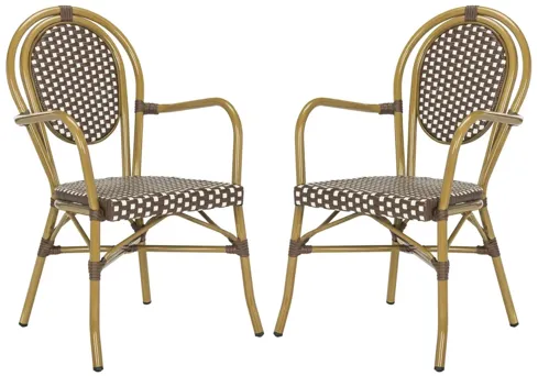 Casella Outdoor Arm Chair - Set of 2 in Taupe by Safavieh