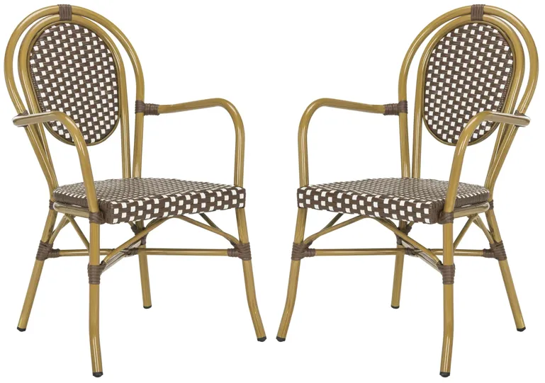 Casella Outdoor Arm Chair - Set of 2 in Taupe by Safavieh