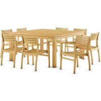 Campos 9-pc Square Patio Dining Table Set in Sandstone by International Home Miami