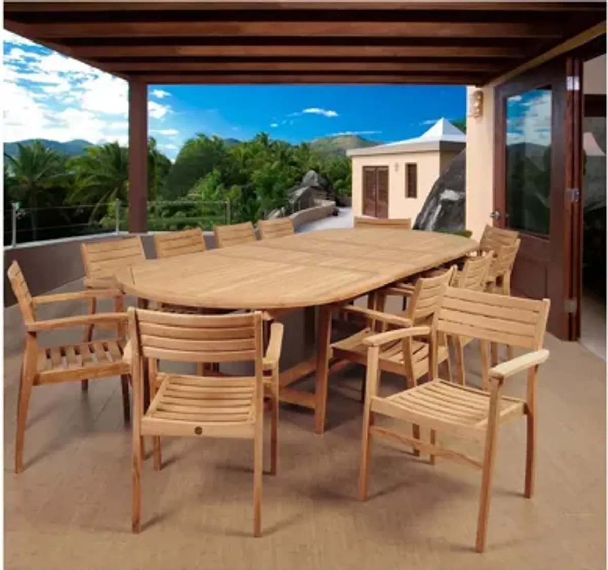 Campos 13-pc. Oval Extendable Patio Dining Table Set