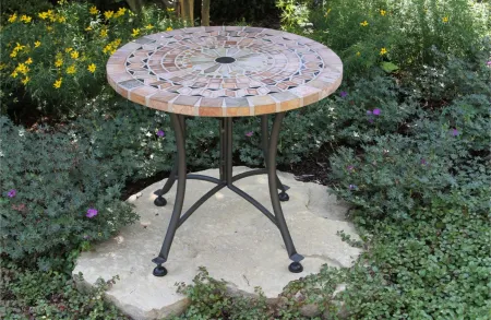 Ocean Ave Outdoor Mosaic Accent Table in Pebble by Outdoor Interiors