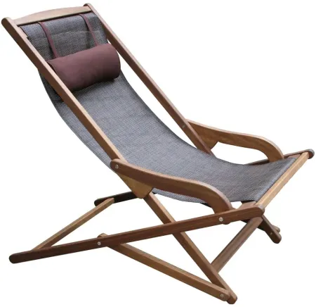 Creel Outdoor Folding Lounge Chair With Pillow in Stone by Outdoor Interiors