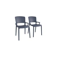 COSCO Outdoor Stacking Resin Chair - Set of 2 in Navy by DOREL HOME FURNISHINGS