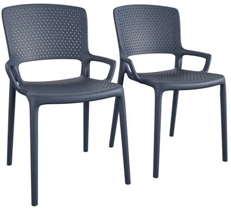 COSCO Outdoor Stacking Resin Chair - Set of 2 in Navy by DOREL HOME FURNISHINGS