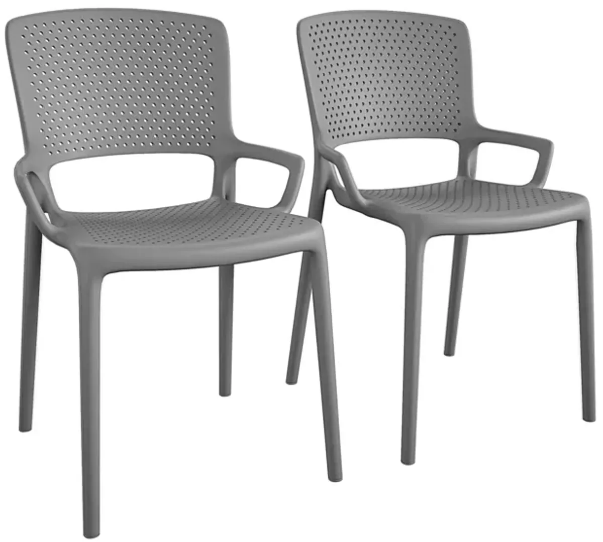 COSCO Outdoor Stacking Resin Chair - Set of 2 in Fog Gray by DOREL HOME FURNISHINGS