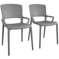 COSCO Outdoor Stacking Resin Chair - Set of 2 in Fog Gray by DOREL HOME FURNISHINGS