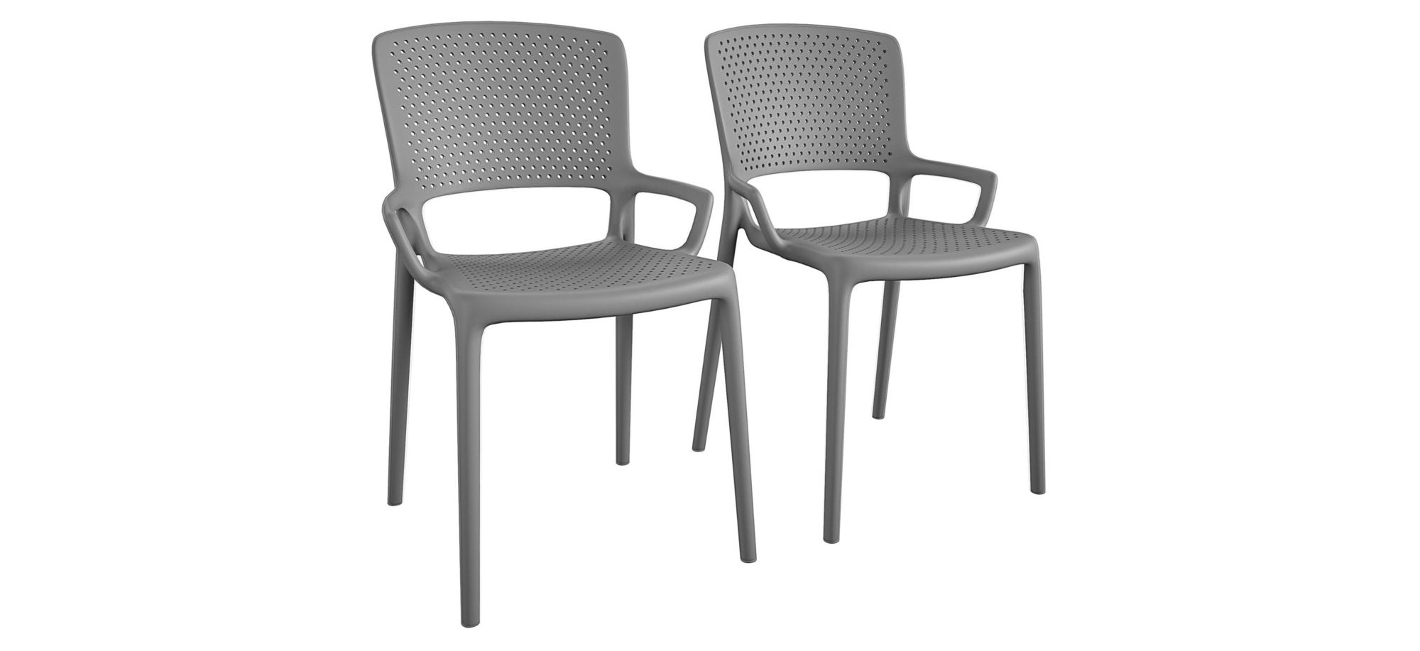 COSCO Outdoor Stacking Resin Chair - Set of 2 in Fog Gray by DOREL HOME FURNISHINGS
