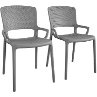 COSCO Outdoor Stacking Resin Chair - Set of 2 in Fog Gray by DOREL HOME FURNISHINGS