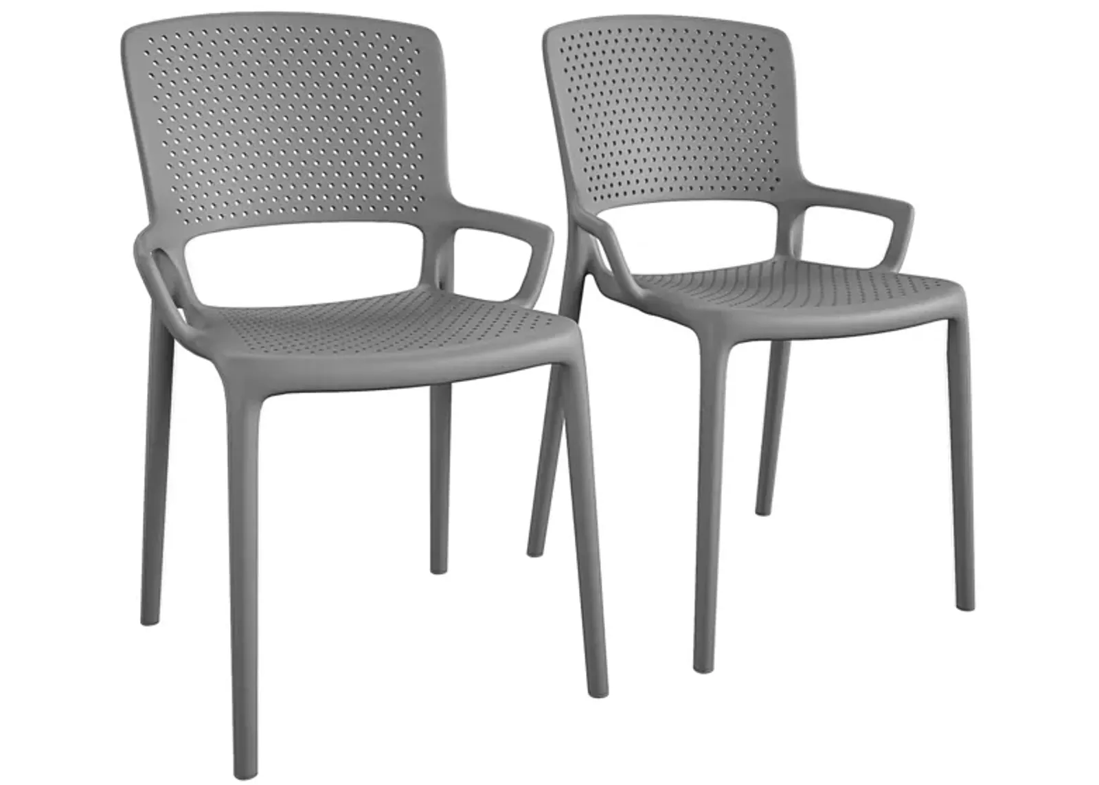 COSCO Outdoor Stacking Resin Chair - Set of 2 in Fog Gray by DOREL HOME FURNISHINGS