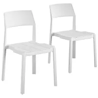 Novogratz Poolside Gossip Outdoor Chandler Stacking Dining Chairs - Set of 2 in White by DOREL HOME FURNISHINGS