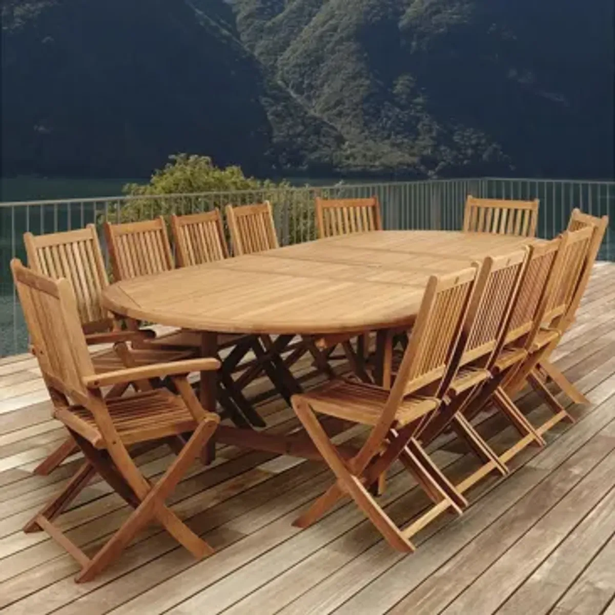 Campos 13-pc. Oval Extendable Patio Dining Table Set