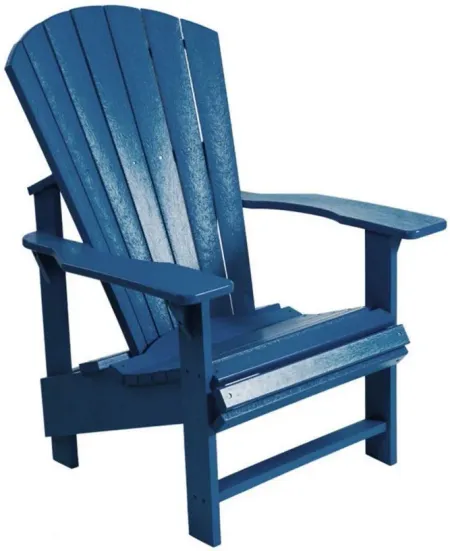 Generation Recycled Outdoor Upright Adirondack Chair in Navy by C.R. Plastic Products