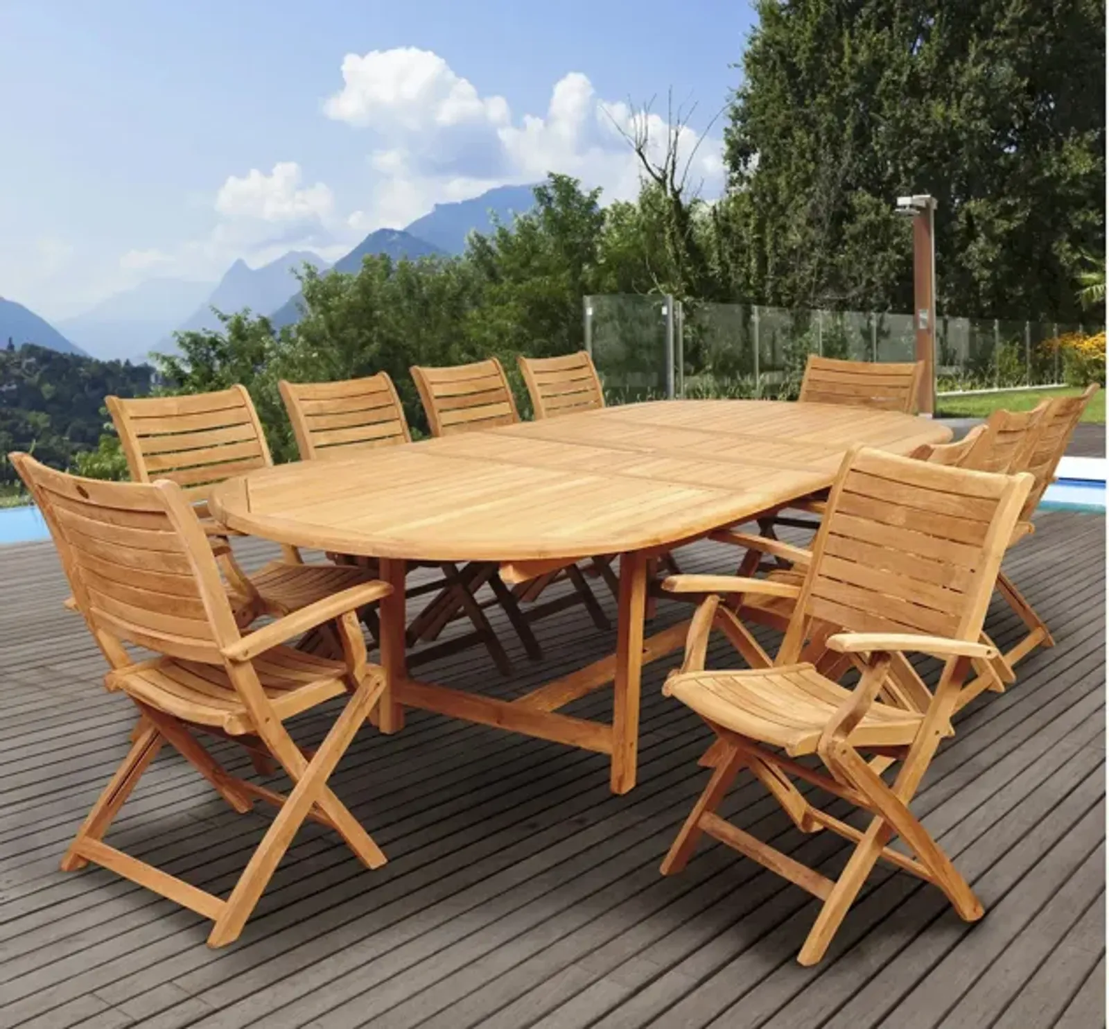 Campos 9-pc. Oval Extendable Patio Dining Table Set