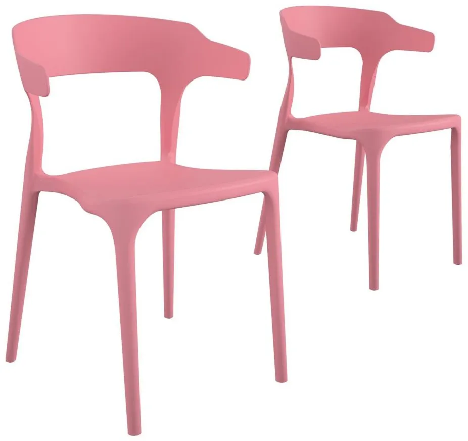Novogratz Poolside Gossip Outdoor Felix Stacking Dining Chairs - Set of 2 in Pink by DOREL HOME FURNISHINGS