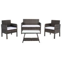 Leah 4-pc. Patio Set in Gray / Brown / White by Safavieh