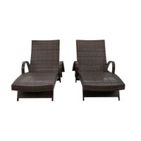 Kantana Outdoor Wicker Chaise Lounge - Set of 2 in Dark Lava Bronze, Brown by Ashley Furniture