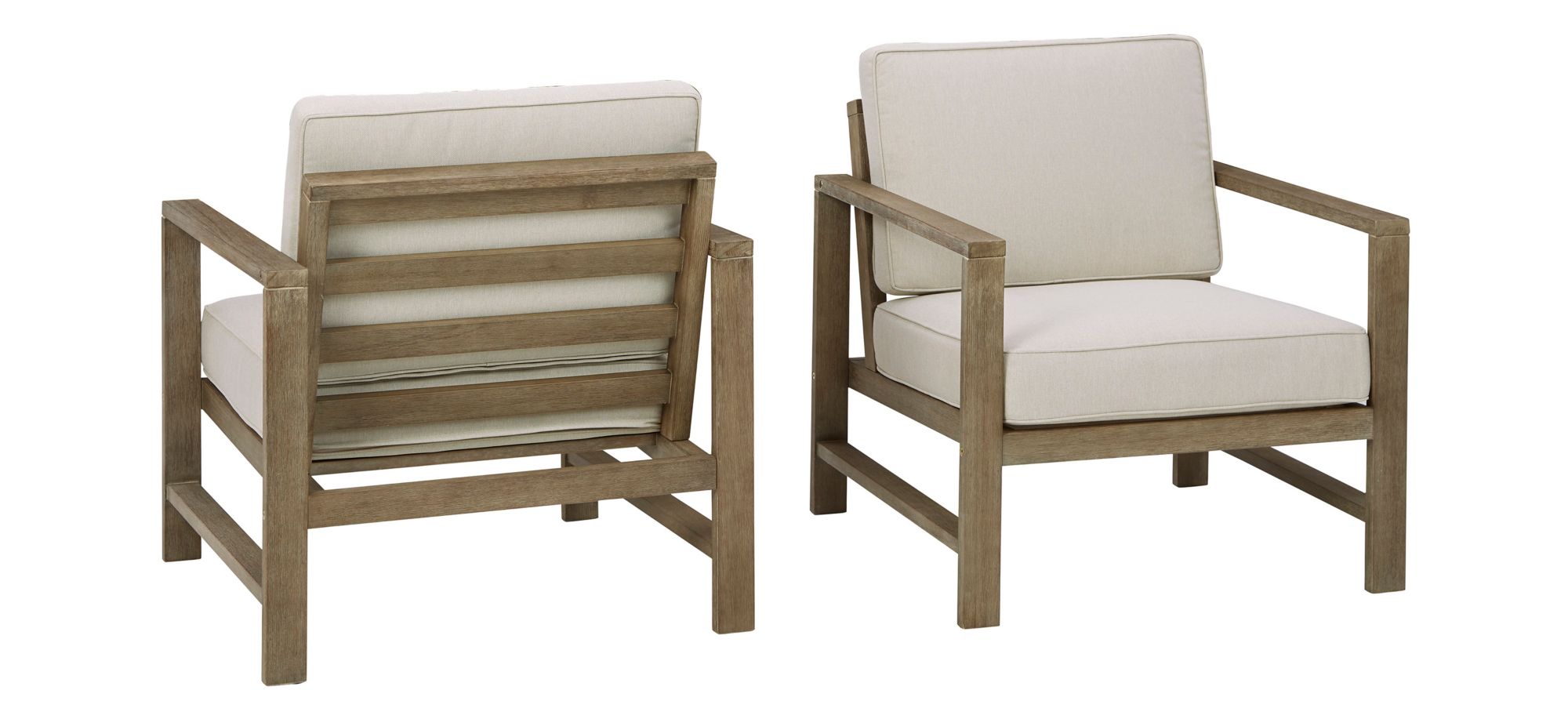 Fynnegan Outdoor Lounge Chair with Cushion - Set of 2 in Stone by Ashley Furniture