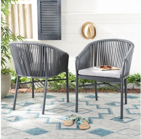 Abdul Stackable Rope Chair in Taupe Striped by Safavieh