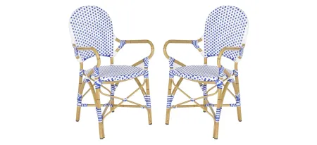 Dario Outdoor Stacking Arm Chair -Set of 2 in Lime Stripes by Safavieh