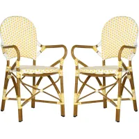 Dario Outdoor Stacking Arm Chair -Set of 2 in Taupe Stripes by Safavieh