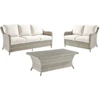 Mayfair 3-Pc Oudoor Living Outdoor Sofa Set in Pebble by South Sea Outdoor Living
