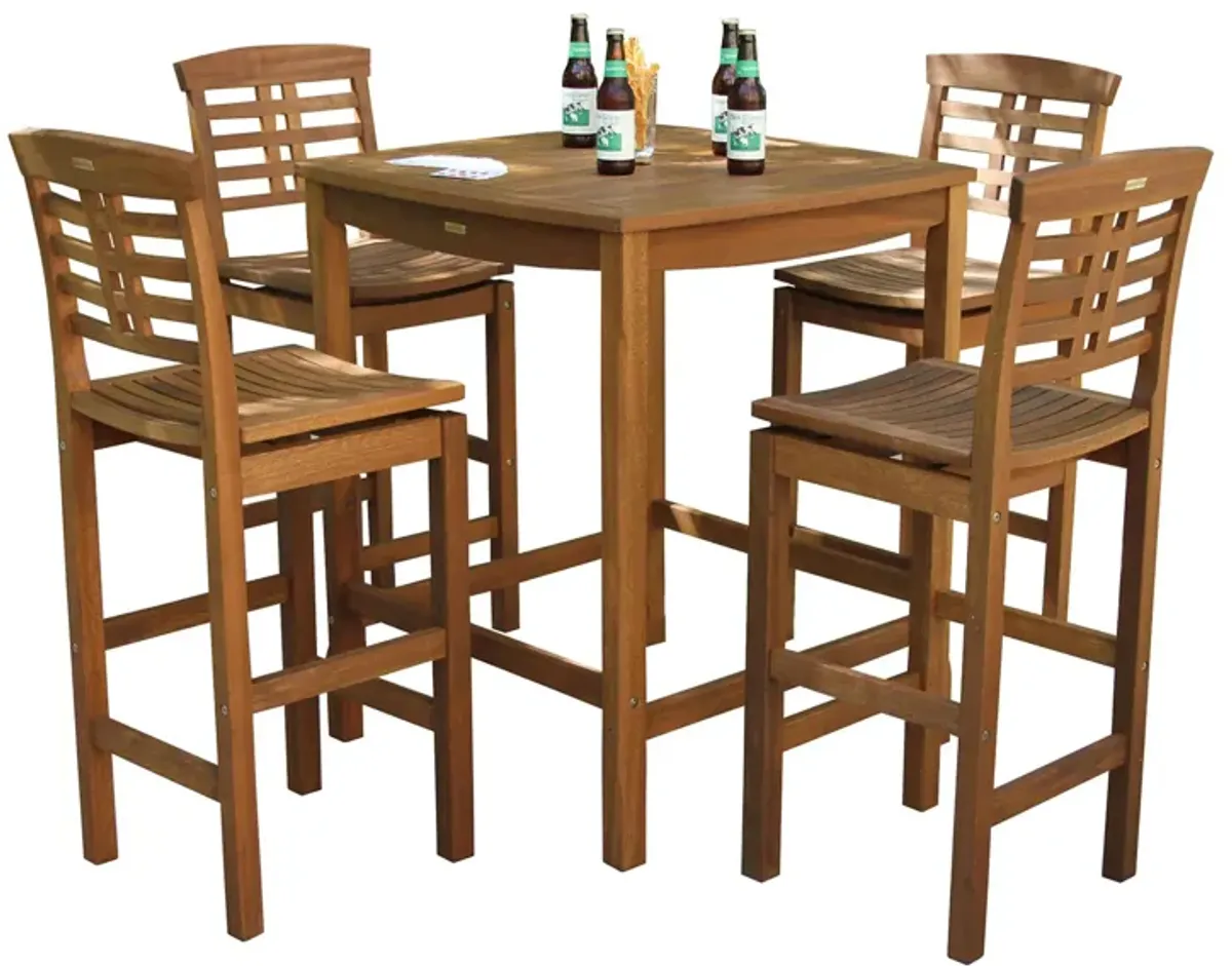 Sandpiper 5-pc. Outdoor Bar Table Set in Brown/Black by Outdoor Interiors