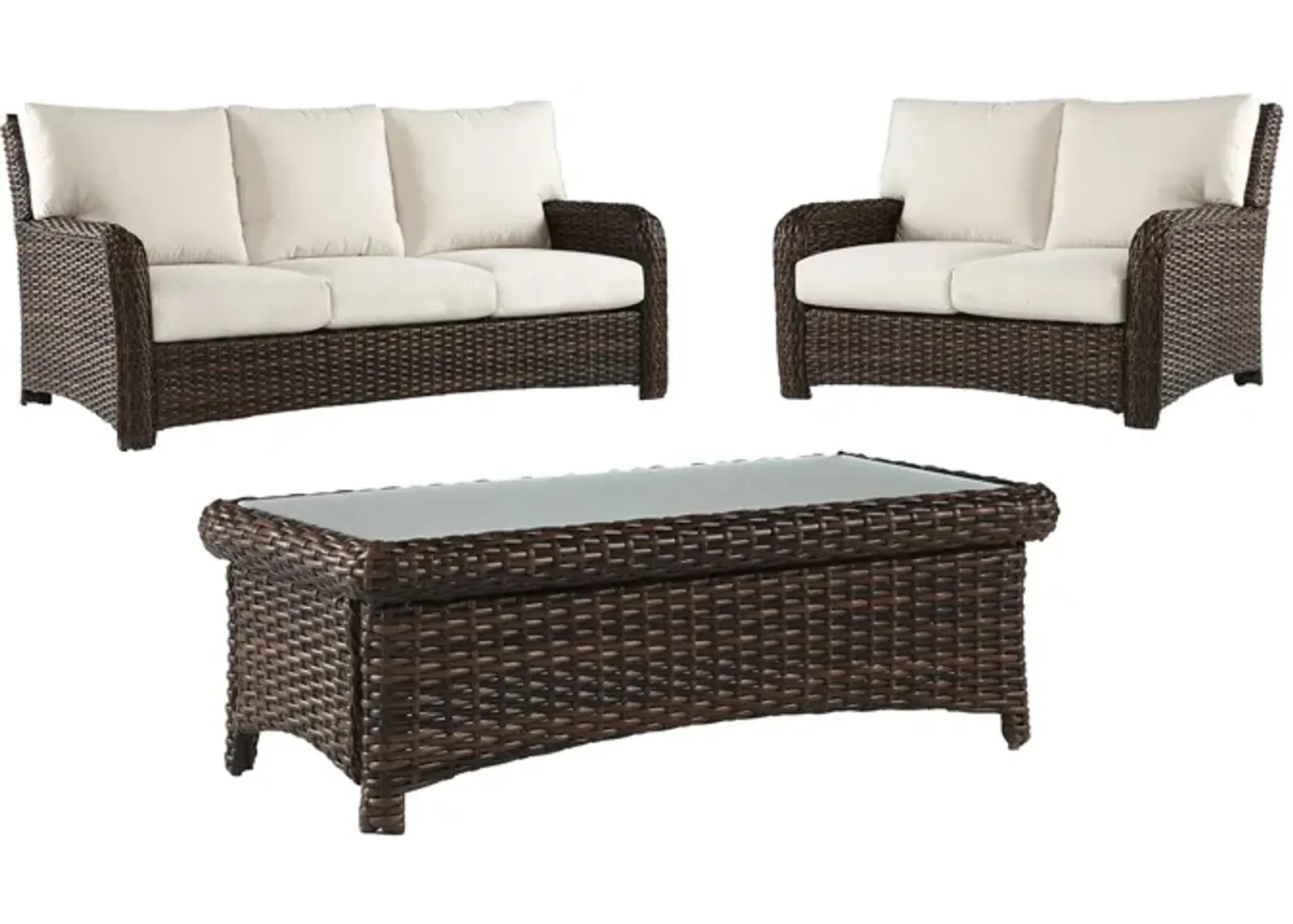 St Tropez 3 Pc Outdoor Living Outdoor Sofa Set in Tobacco by South Sea Outdoor Living