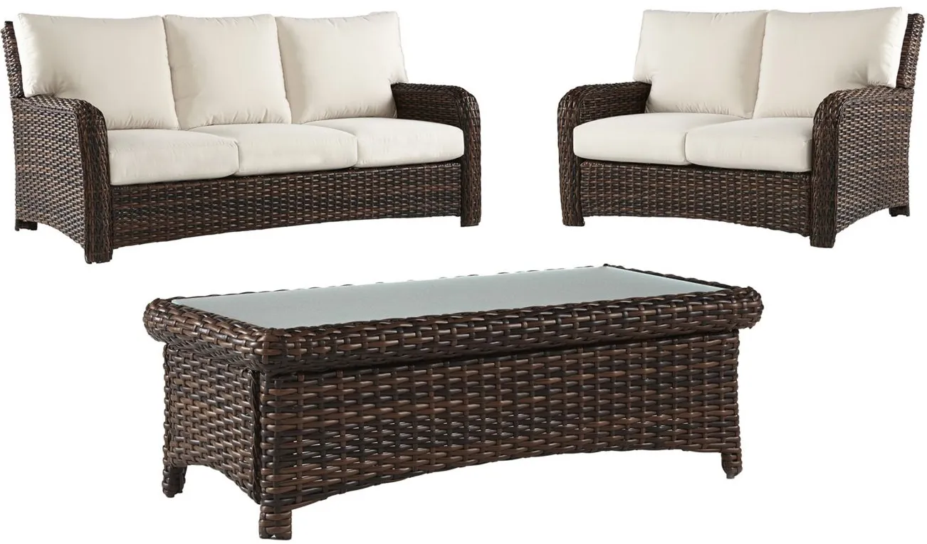 St Tropez 3 Pc Outdoor Living Outdoor Sofa Set in Tobacco by South Sea Outdoor Living