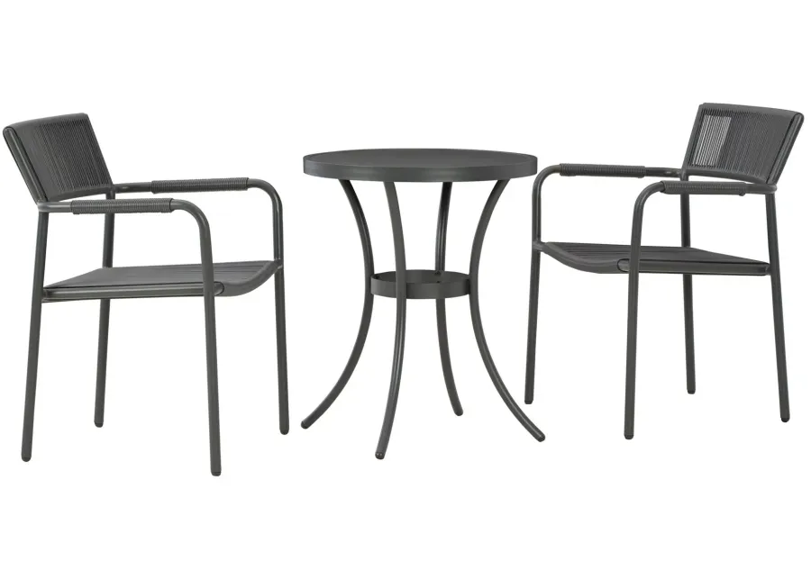 Crystal Breeze Outdoor Table with 2 Chair Set in Gray by Ashley Furniture