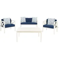 Indria 4-pc. Patio Set in White / Navy by Safavieh