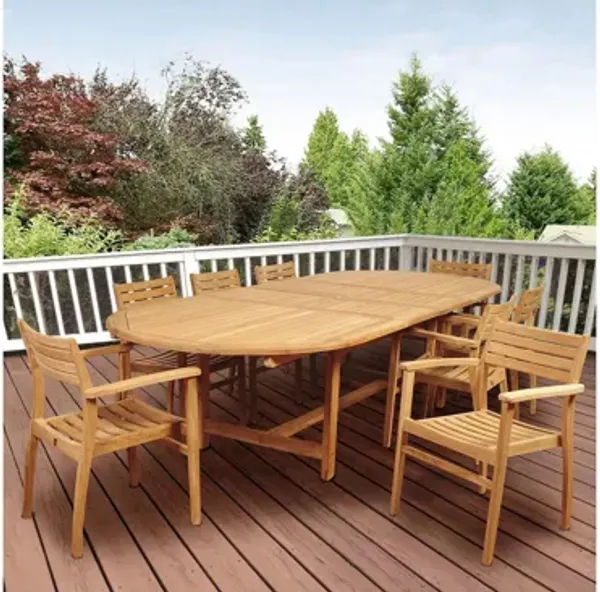 Campso 9-pc. Oval Extendable Patio Dining Table Set