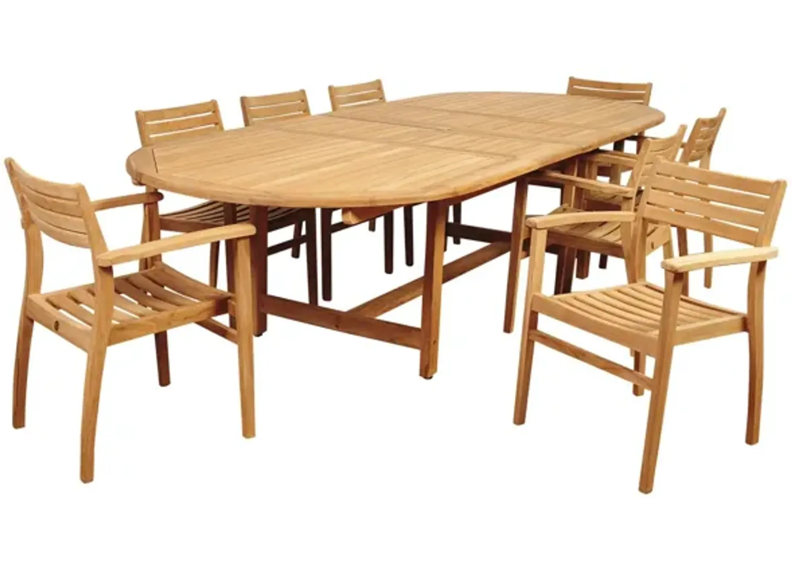 Campso 9-pc Oval Extendable Patio Dining Table Set in Natural by International Home Miami