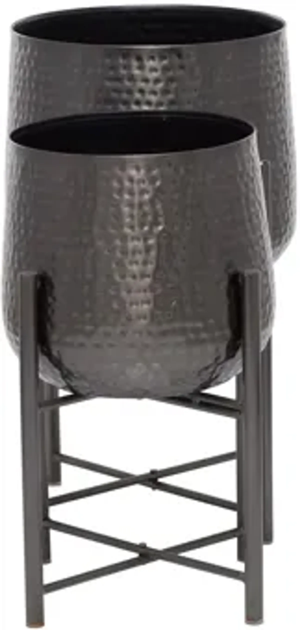 Ivy Collection CosmoLiving by Cosmopolitan Black Metal Planter Set of 2