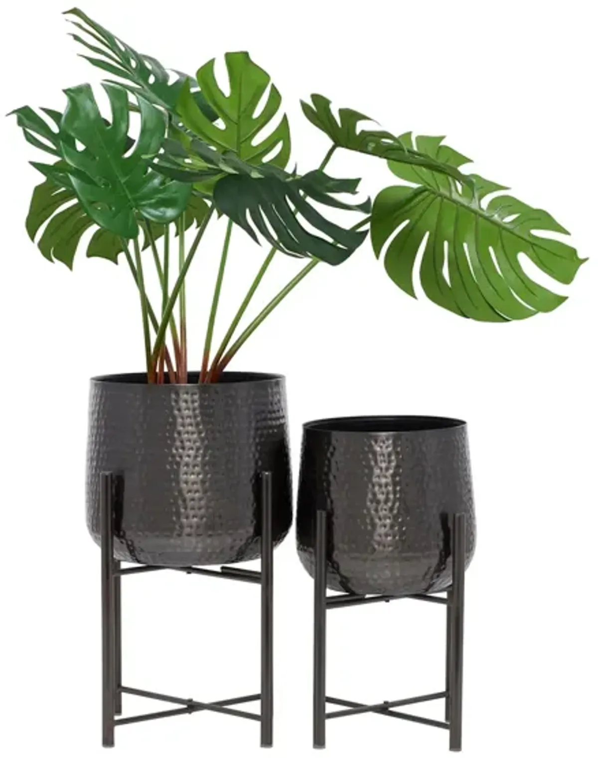 Ivy Collection CosmoLiving by Cosmopolitan Black Metal Planter Set of 2