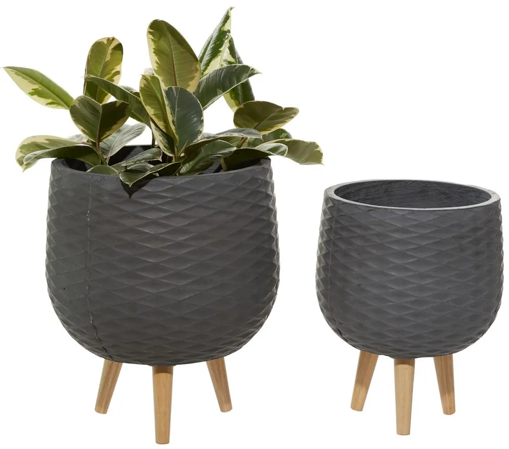 Ivy Collection Roxxi Planter Set of 2 in Gray by UMA Enterprises