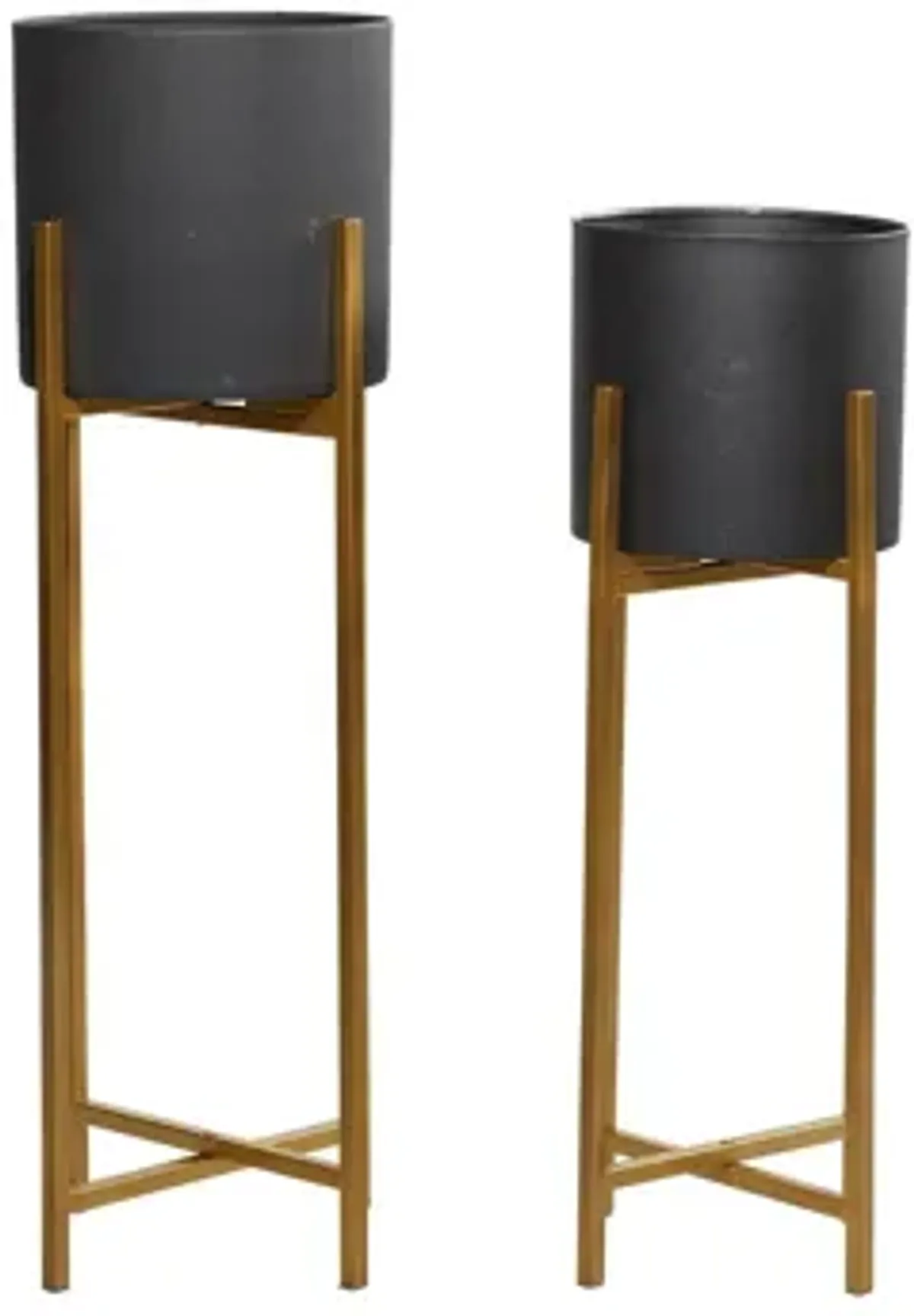 Ivy Collection Black Metal Planter Set of 2