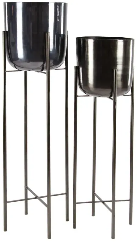 CosmoLiving Stiletto Planter Set of 2 in Black by UMA Enterprises