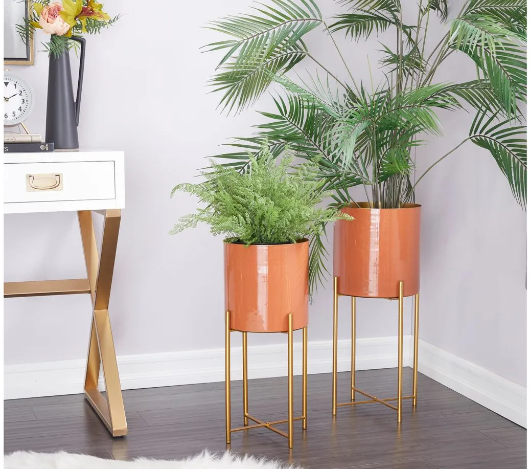 CosmoLiving Operetta Planter Set of 2 in Orange by UMA Enterprises