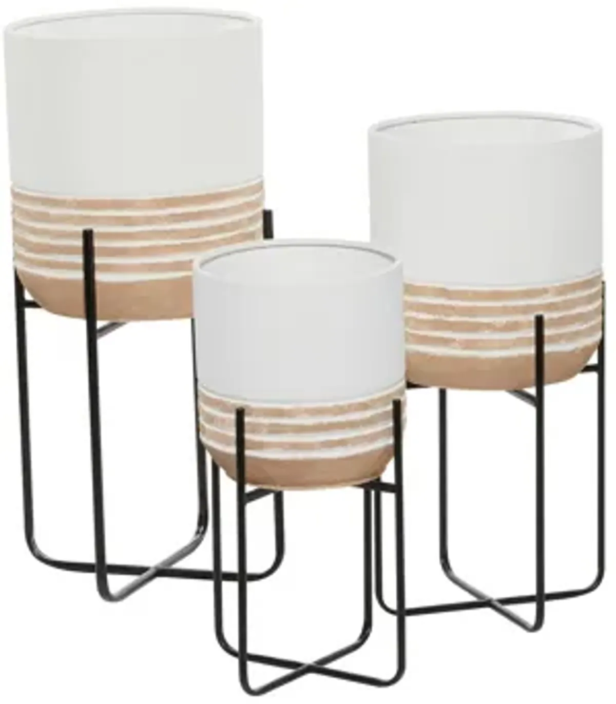 Ivy Collection White Metal Planter Set of 3